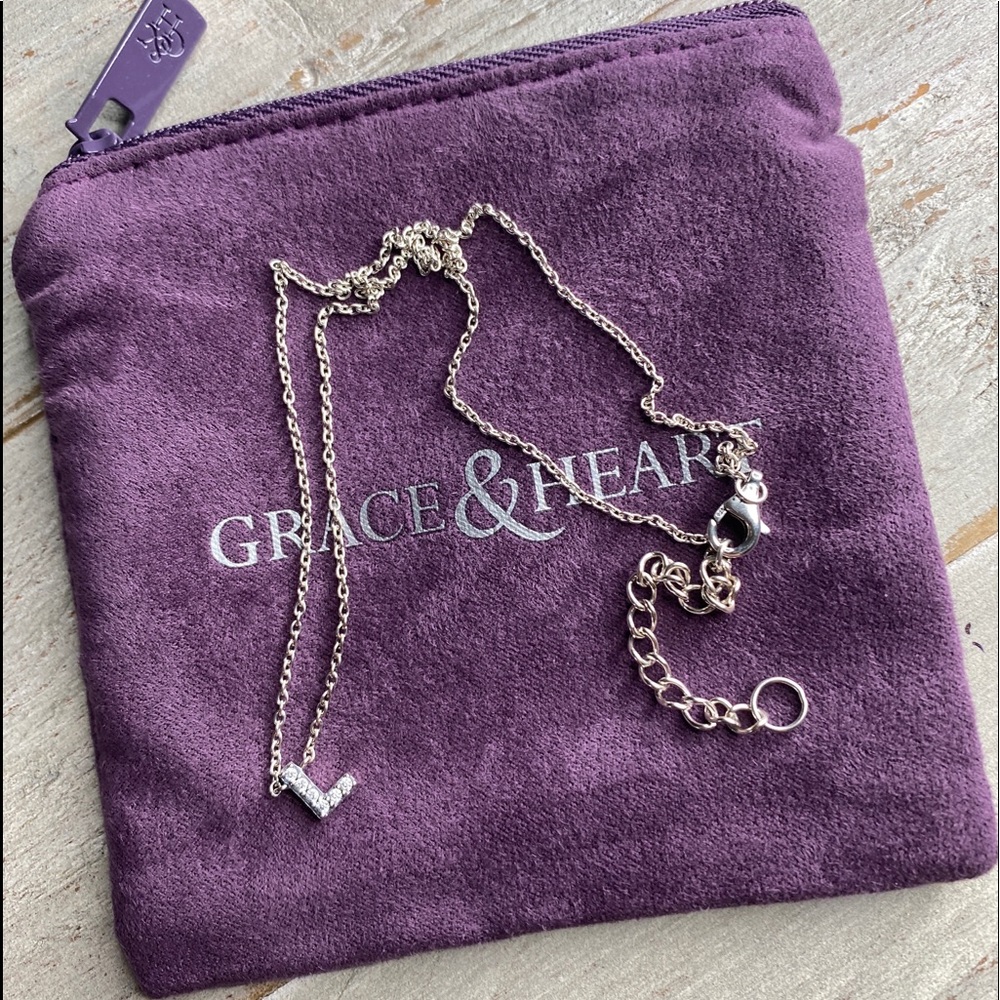 Grace & Heart G&H INITIALLY MINE INITIAL L NECKLACE .925 SS 16” Jewelry
